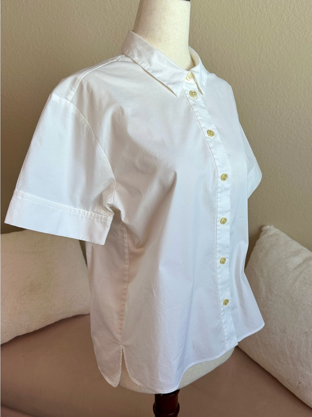 Kate Spade New York Button Up Collar Shirt Crisp White Cotton Blouse Women’s 6
